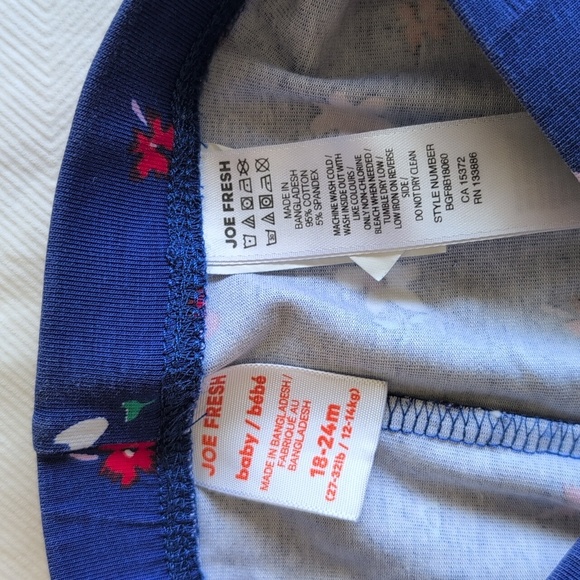 joe fresh blue floral stretch cotton leggings 18-24 months baby girl - Picture 2 of 7